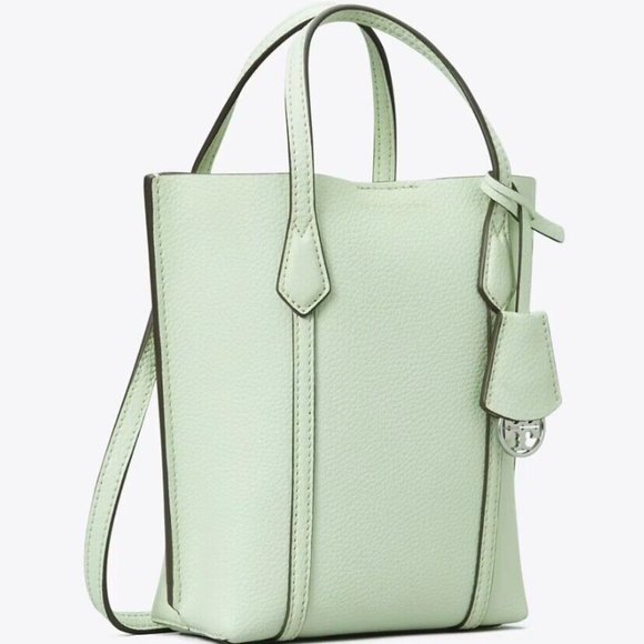 🥰 Tory Burch Perry Mini leather Crossbody Tote Meadow Mist - Picture 2 of 12